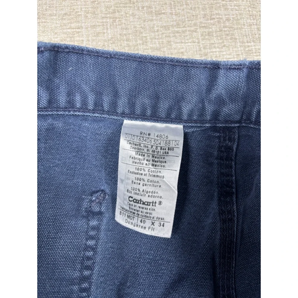Carhartt B11 MDT Mens 40x34 Midnight Blue Washed Duck Work Dungarees Pants